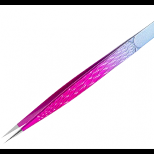Пинцет для наращивания ресниц 3D прямой с рисунком Pink