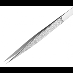 Tweezers for eyelash extensions 3D straight with Silver pattern