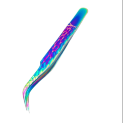 Tweezers for eyelash extensions 3D curved with Chameleon pattern