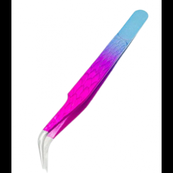 Tweezers for eyelash extensions 3D curved with Pink pattern