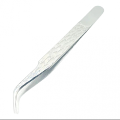 Tweezers for eyelash extensions 3D curved with Silver pattern