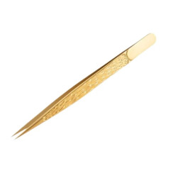 Tweezers for eyelash extensions 3D straight with Gold pattern
