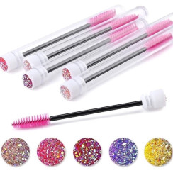 Brushes for eyebrows and eyelashes in the case are colored