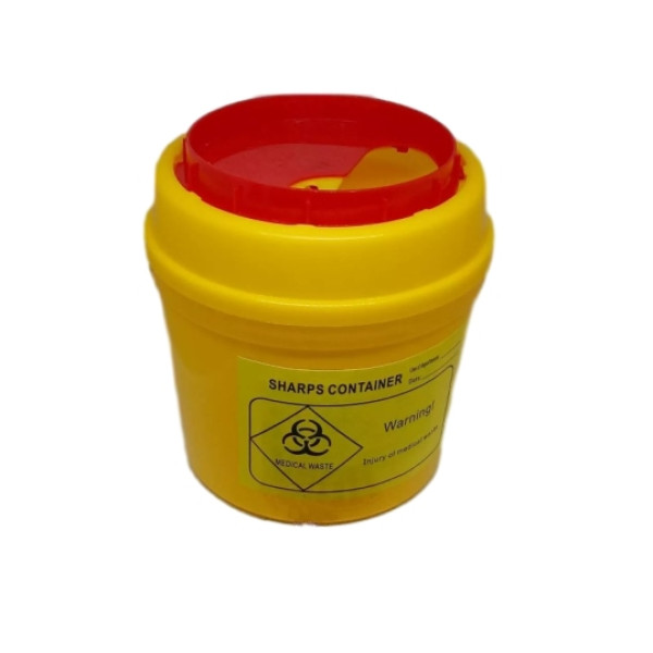 Container for needle disposal round yellow 1L