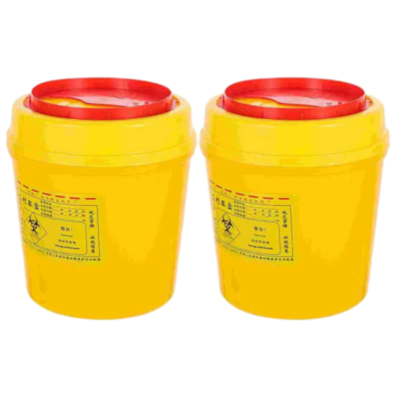 Container for needle disposal round yellow 1L