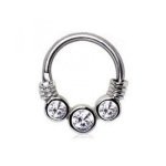 Септум с 3 камнями silver