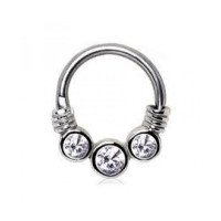 Септум с 3 камнями silver
