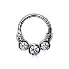 Септум с 3 камнями silver