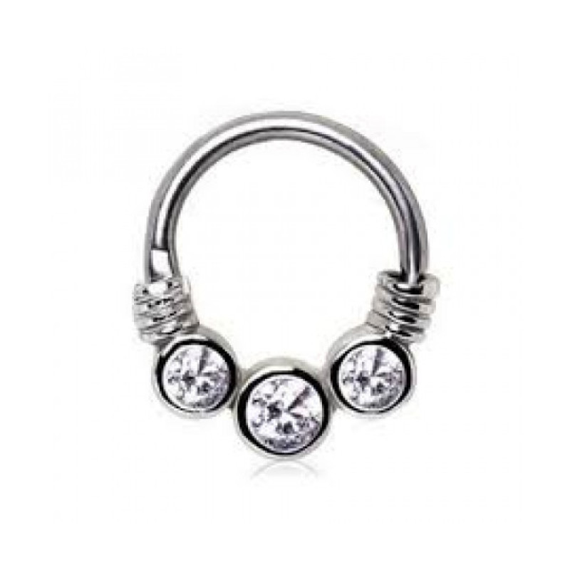 Септум с 3 камнями silver