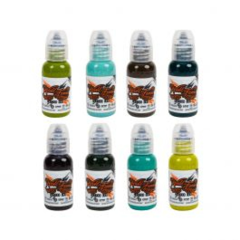 Набір фарб World Famous Ink - Andrey Kolbasin Green Leaf Set - 8x30ml