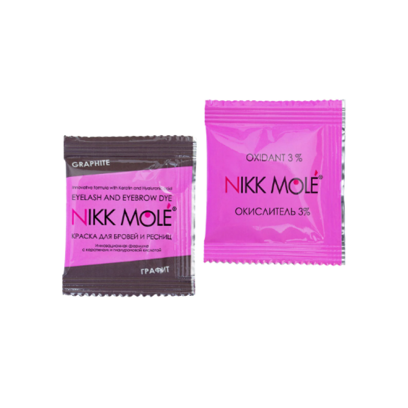 Краска для бровей и ресниц Graphite + окислитель NIKK MOLE в саше