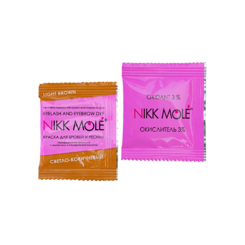 Краска для бровей и ресниц Light Brown + окислитель NIKK MOLE в саше