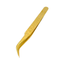 Tweezers for eyelash extensions 3D curved with Gold pattern