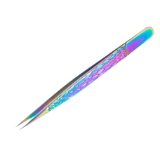 Tweezers for eyelash extensions 3D straight with Chameleon pattern