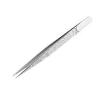 Tweezers for eyelash extensions 3D straight with Silver pattern