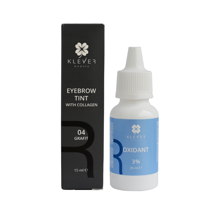 Сет фарба для брів 04 Grafit та окислювач 3% Klever Beauty