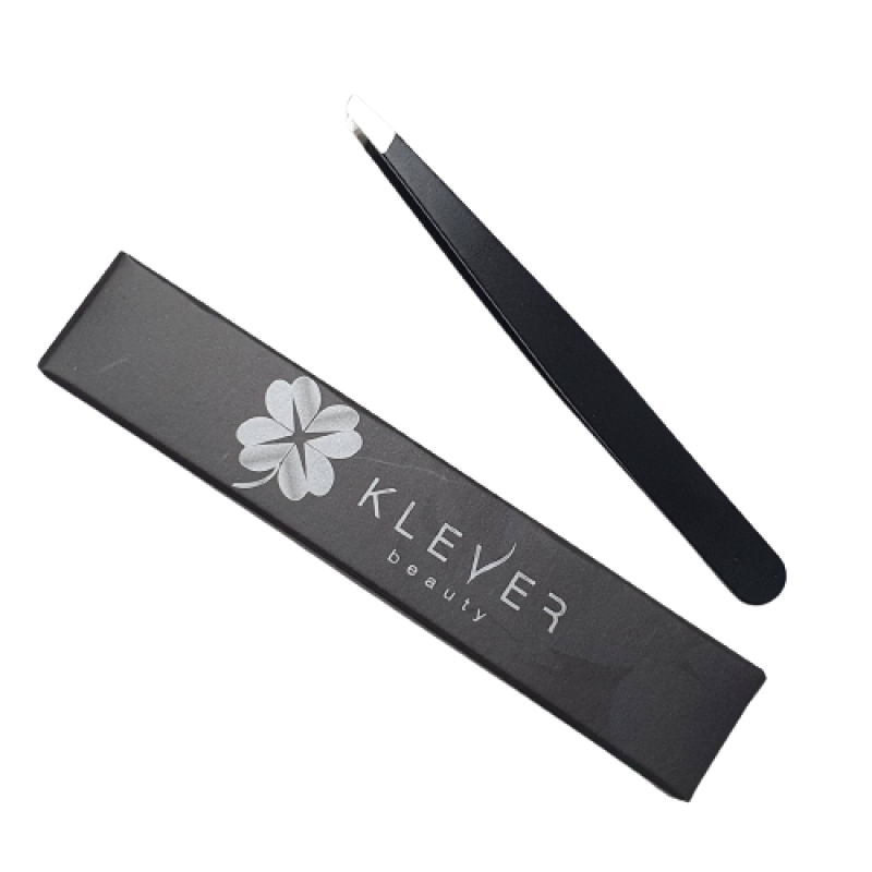 Пінцет для брів скошений чорний KLEVER