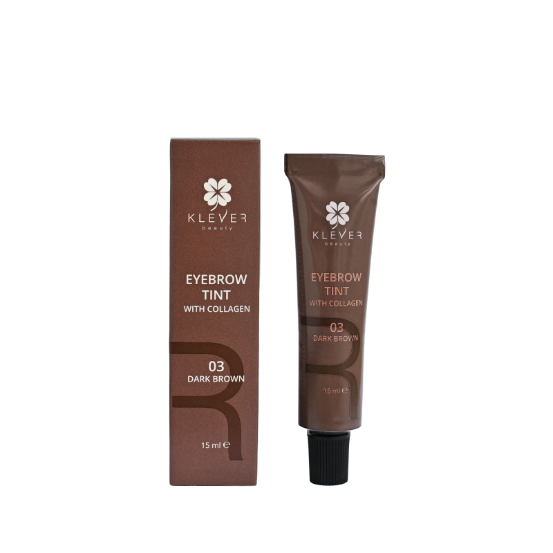 Фарба для брів із колагеном 03 Dark Brown Klever Beauty
