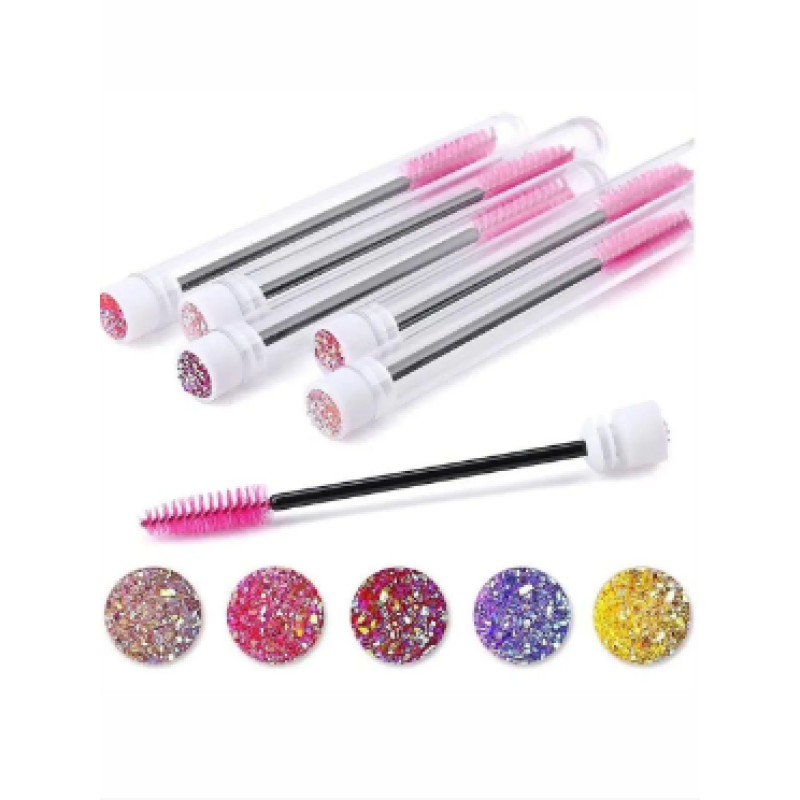 Brushes for eyebrows and eyelashes in the case are colored